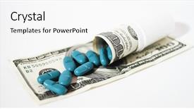  Presentation with medication - Audience pleasing slide set consisting of additional courses - high costs of expensive medication backdrop and a white colored foreground