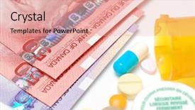  Presentation with drugs and medicines - Cool new slide deck with additional courses - medicines costs money backdrop and a  colored foreground