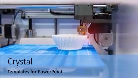  Presentation with manufacturing - Colorful PPT theme enhanced with additive manufacturing - printing 3d printer object backdrop and a light blue colored foreground