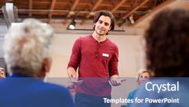  Presentation with community center - PPT theme with address self help therapy group background and a  colored foreground