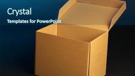  Presentation with cardboard - Presentation enhanced with addressee - cardboard box on blue background and a  colored foreground