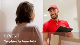  Presentation with shipping - PPT theme enhanced with addressee - delivery mail people and shipping background and a  colored foreground