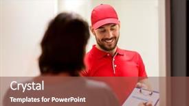  Presentation with shipping - Amazing PPT theme having addressee - delivery mail people and shipping backdrop and a  colored foreground