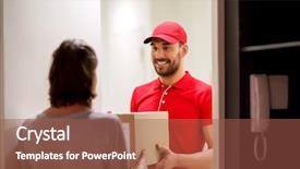  Presentation with shipping - Audience pleasing PPT theme consisting of addressee - delivery mail people and shipping backdrop and a red colored foreground