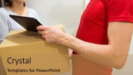  Presentation with customer service - Amazing theme having addressee - home delivery service mail people backdrop and a  colored foreground