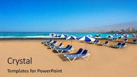  Presentation with south beach - Cool new PPT theme with adeje arona beach troya playa las americas in tenerife south backdrop and a coral colored foreground