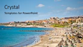  Presentation with free america roadmap to las vegas - PPT layouts enhanced with adeje playa de las america background and a light blue colored foreground