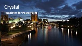  Presentation with skyline - Slides with adelaide skyline and torrens river by night background and a ocean colored foreground