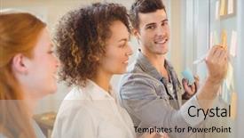  Presentation with writing education female writer - Slides having adhesive note - portrait of businessman writing background and a mint green colored foreground