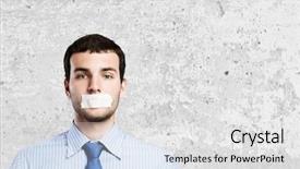  Presentation with tape - Beautiful slide deck featuring adhesive tape on mouth backdrop and a light gray colored foreground