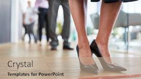  Presentation with covid 19 - Presentation theme consisting of adhesive-tape-on-the-floor background and a coral colored foreground