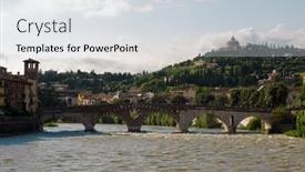  Presentation with lourdes - Slides featuring adige-river-and-stone-bridge background and a sky blue colored foreground