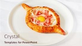  Presentation with white plate - Slide set enhanced with adjarian-khachapuri-on-the-white background and a lemonade colored foreground