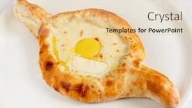  Presentation with traditional - Presentation consisting of adjarian-khachapuri-traditional-georgian-dish background and a lemonade colored foreground