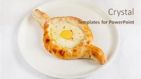  Presentation with traditional - Presentation theme with adjarian-khachapuri-traditional-georgian-dish background and a lemonade colored foreground