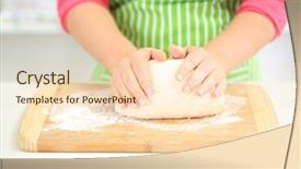  Presentation with flour - Cool new theme with adjetives - female hands in flour closeup backdrop and a  colored foreground