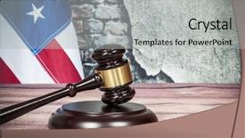  Presentation with usa flag - Audience pleasing slides consisting of adjournment - gavel and usa flag backdrop and a light gray colored foreground