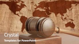  Presentation with gavel - Presentation theme having adjournment - wooden gavel on a background background and a tawny brown colored foreground