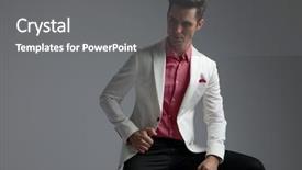  Presentation with music man in suit - Beautiful presentation design featuring adjustable - seated smart man in suit backdrop and a  colored foreground