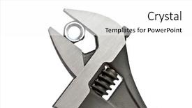  Presentation with nut - Colorful presentation theme enhanced with adjustable wrench and nut isolated on white background backdrop and a white colored foreground