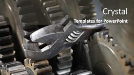  Presentation with stuck - Amazing PPT theme having adjustble-spanner-stuck-between-cog backdrop and a  colored foreground