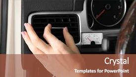  Presentation with conditioner - Slide deck having adjusting air conditioner in car background and a  colored foreground