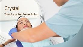  Presentation with nurse and patient - Slide deck enhanced with hand holding vintage oil lamp background and a  colored foreground.