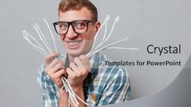  Presentation with cables - Colorful PPT layouts enhanced with admin - hipster in glasses with cables backdrop and a light gray colored foreground