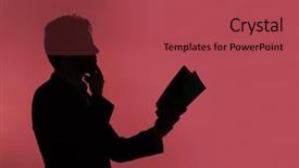  Presentation with reading - PPT theme enhanced with admin services - handsome man reading a book background and a red colored foreground