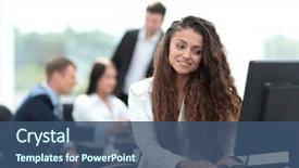  Presentation with front office - Cool new PPT layouts with administration - beautiful girl assistant backdrop and a ocean colored foreground