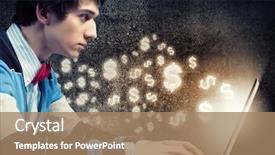  Presentation with work - Beautiful slide set featuring administration - image of young businessman backdrop and a coral colored foreground