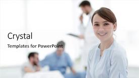  Presentation with medical worker - Slides featuring administration - medical worker in medical center background and a white colored foreground