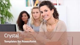  Presentation with office workers - PPT theme enhanced with administration - team of office workers background and a coral colored foreground