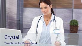  Presentation with doctor office - Audience pleasing presentation theme consisting of administration - young female doctor working backdrop and a lemonade colored foreground