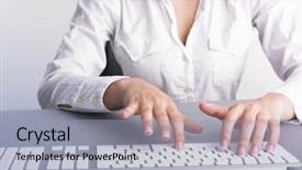  Presentation with secretary - Theme consisting of administrative assistant - business secretary typing on computer background and a light gray colored foreground