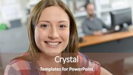  Presentation with worker - Beautiful PPT theme featuring administrative assistant - female office worker backdrop and a tawny brown colored foreground