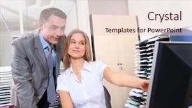  Presentation with wellness program and managing employee - Presentation theme with administrative assistant - manager and employee in front background and a lemonade colored foreground