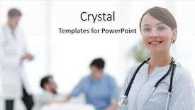  Presentation with administrative assistant - Theme consisting of administrative assistant - medical worker in medical center background and a white colored foreground