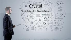  Presentation with office - Cool new presentation theme with administrative communication skills - manager staying and presenting office backdrop and a  colored foreground