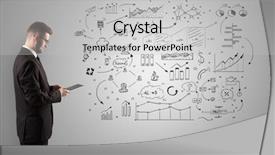  Presentation with hr manager - Slides enhanced with administrative communication skills - manager staying and presenting office background and a  colored foreground