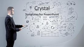  Presentation with office - Theme enhanced with administrative communication skills - manager staying and presenting office background and a  colored foreground