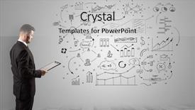  Presentation with office - Slides with administrative communication skills - manager staying and presenting office background and a  colored foreground