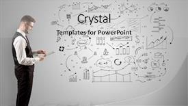  Presentation with hr manager - Audience pleasing presentation theme consisting of administrative communication skills - manager staying and presenting office backdrop and a  colored foreground