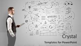  Presentation with communication skills - Theme having administrative communication skills - manager staying and presenting office background and a light gray colored foreground