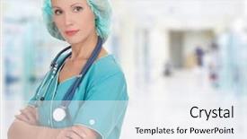  Presentation with hospital - Slides featuring administrative health - medical doctor woman background and a white colored foreground