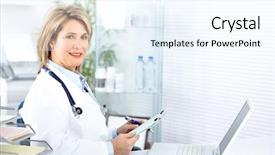  Presentation with doctor office - Theme consisting of administrative health - medical doctor woman background and a  colored foreground