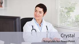  Presentation with administrative assistant - Colorful PPT layouts enhanced with administrative medical assistant - charming doctor typing with her backdrop and a lemonade colored foreground