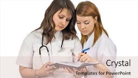  Presentation with administrative assistant - Theme with administrative medical assistant - nurses background and a soft green colored foreground