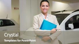  Presentation with camera - Cool new slides with administrative professional day - businesswoman holding document while looking backdrop and a  colored foreground