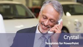  Presentation with car accident cell phone - Theme having administrative professional day - smiling businessman making a phone background and a  colored foreground